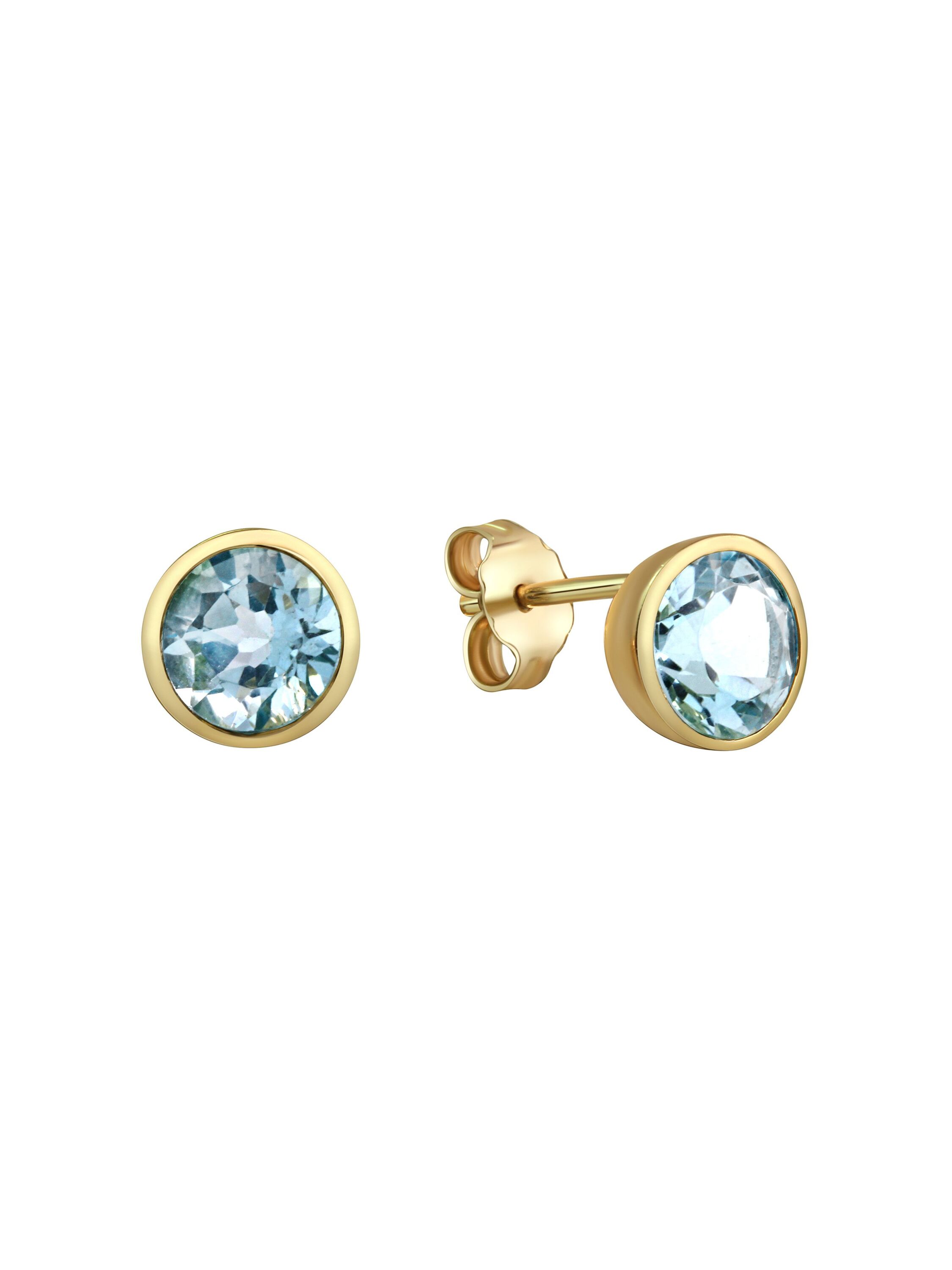 Fascination by Ellen K. Ohrringe Gold 375 mit echtem Blautopas (beh.) 7mm