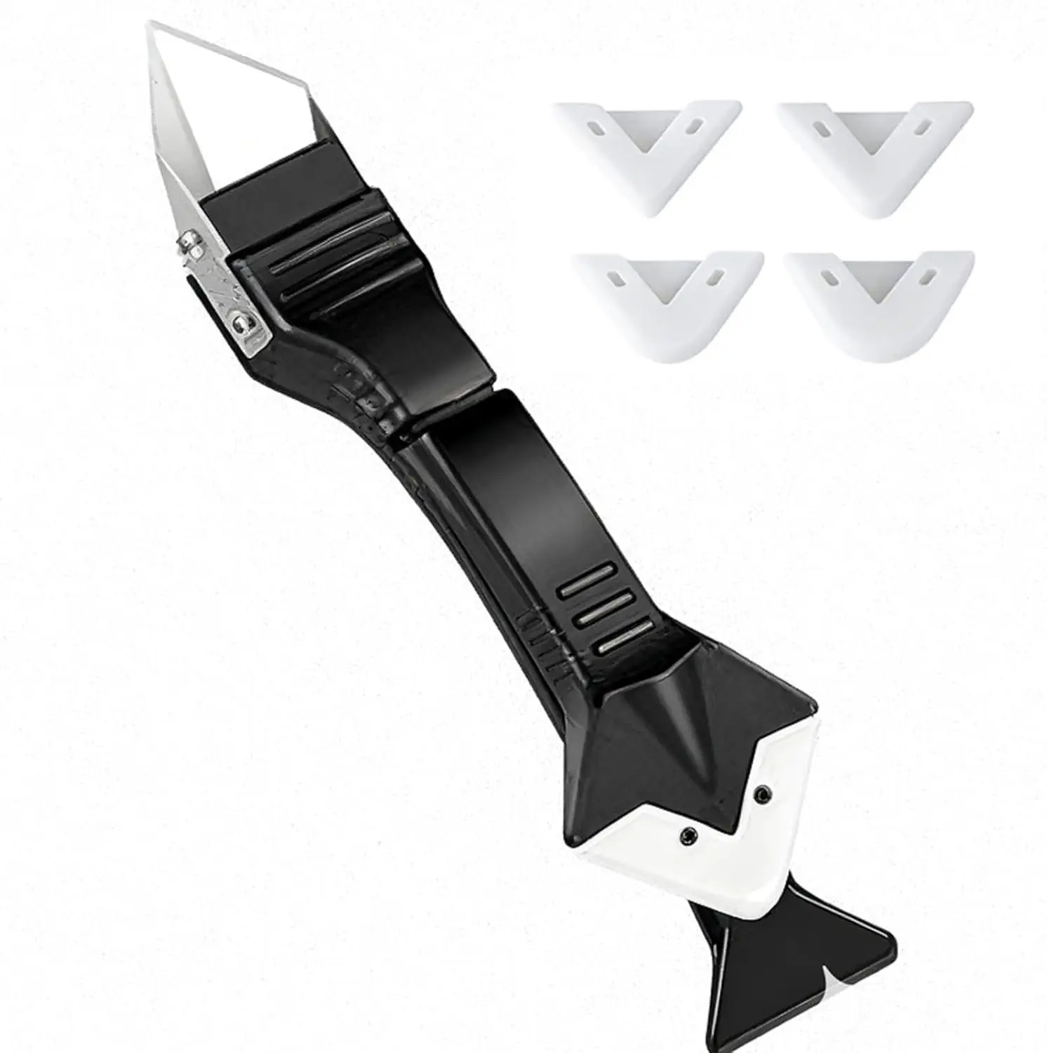 Kit d'outils de calfeutrage 5-en-1 à tête métallique pour cuisine et salle de bain, spatule à silicone, outil de décalfeutrage, outil de déjointage, outil de finition des coins