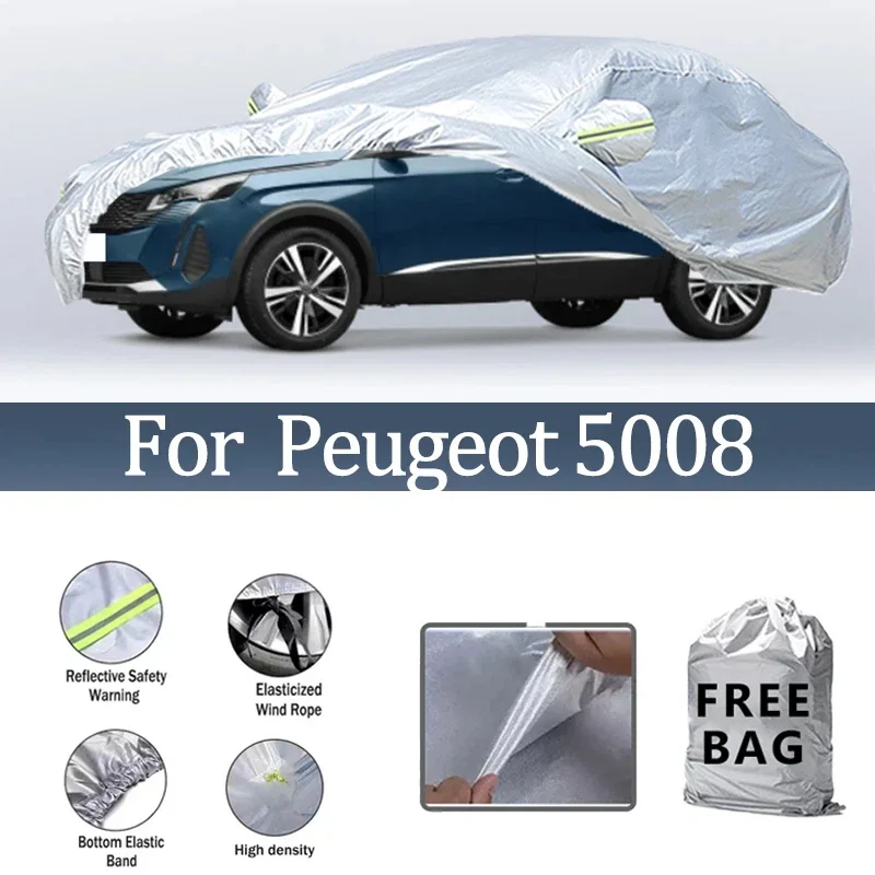 Housse de Protection extérieure pour voiture Peugeot 5008, pare-soleil de neige, étanche à la poussière, UV, accessoires extérieurs de voiture