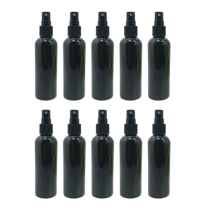 10 Stück schwarze PET-Sprühflasche für Reisen, tragbar, nachfüllbar, Parfüm, wässrige Emulsion, Flüssigkeit, Make-up-Behälter, Zerstäuber, 100 ml Image