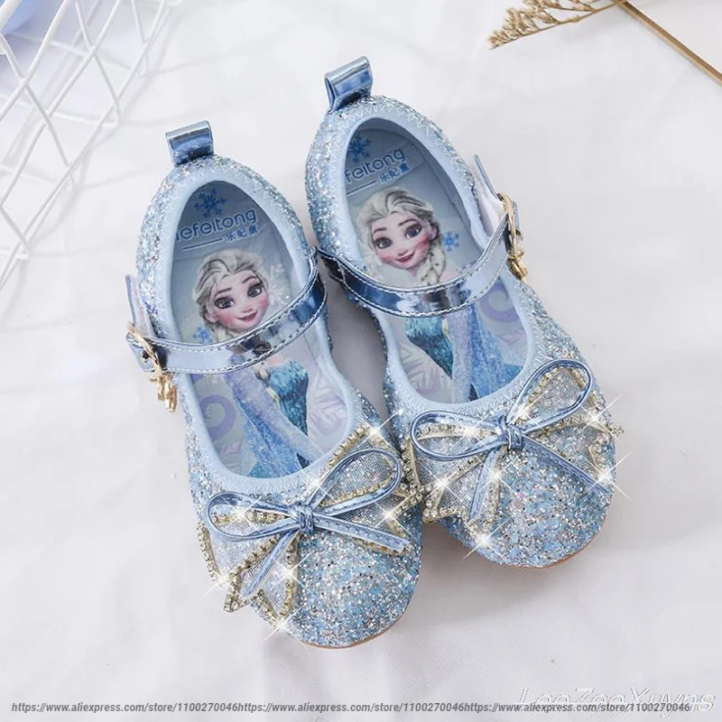 Disney Mädchen Prinzessin Schuhe Weiche Sohle Kleines Mädchen Gefrorene Kinder Kristall Casual Schuhe Flache Leder Zeigen Dance Schuhe Größe 22-36