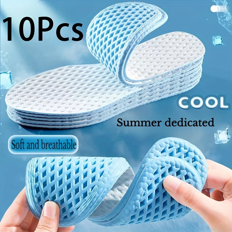 10 Paar Absorptions-Schuhsohlen, atmungsaktive Schuheinlagen, Sommer-Kühlsohlen für Herren, zum Laufen, Sport, Stoßdämpfung, Memory-Schaum-Schuhpolster