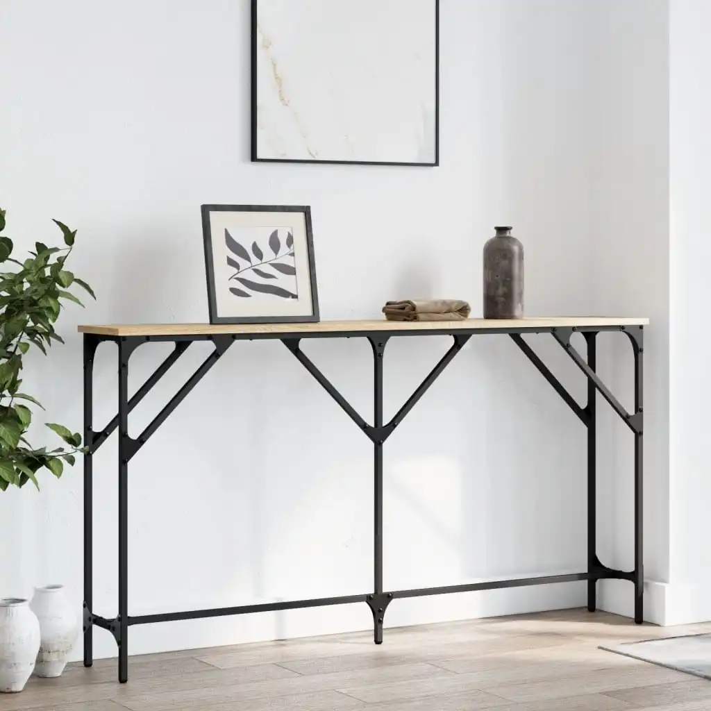 Konsolentisch aus Sonoma-Eiche, 140 x 23 x 75 cm, Sperrholz, Wohnzimmer-Dekoration