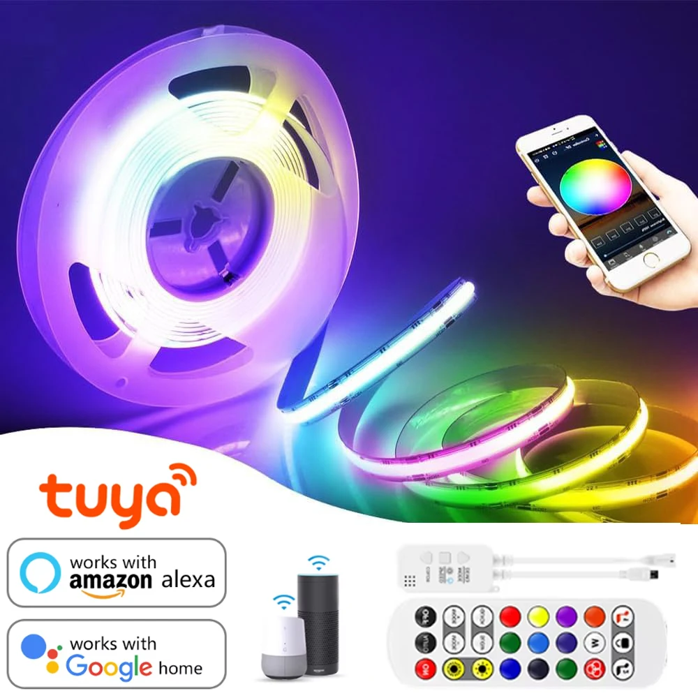 576LEDs/M WIFI 2811 RGB LED-Streifen COB-Licht Dimmbar Tuya RGBIC Alexa LED-Band Schrank Decken-Gitter-Panel Wand-Hintergrundbeleuchtung Deko Image