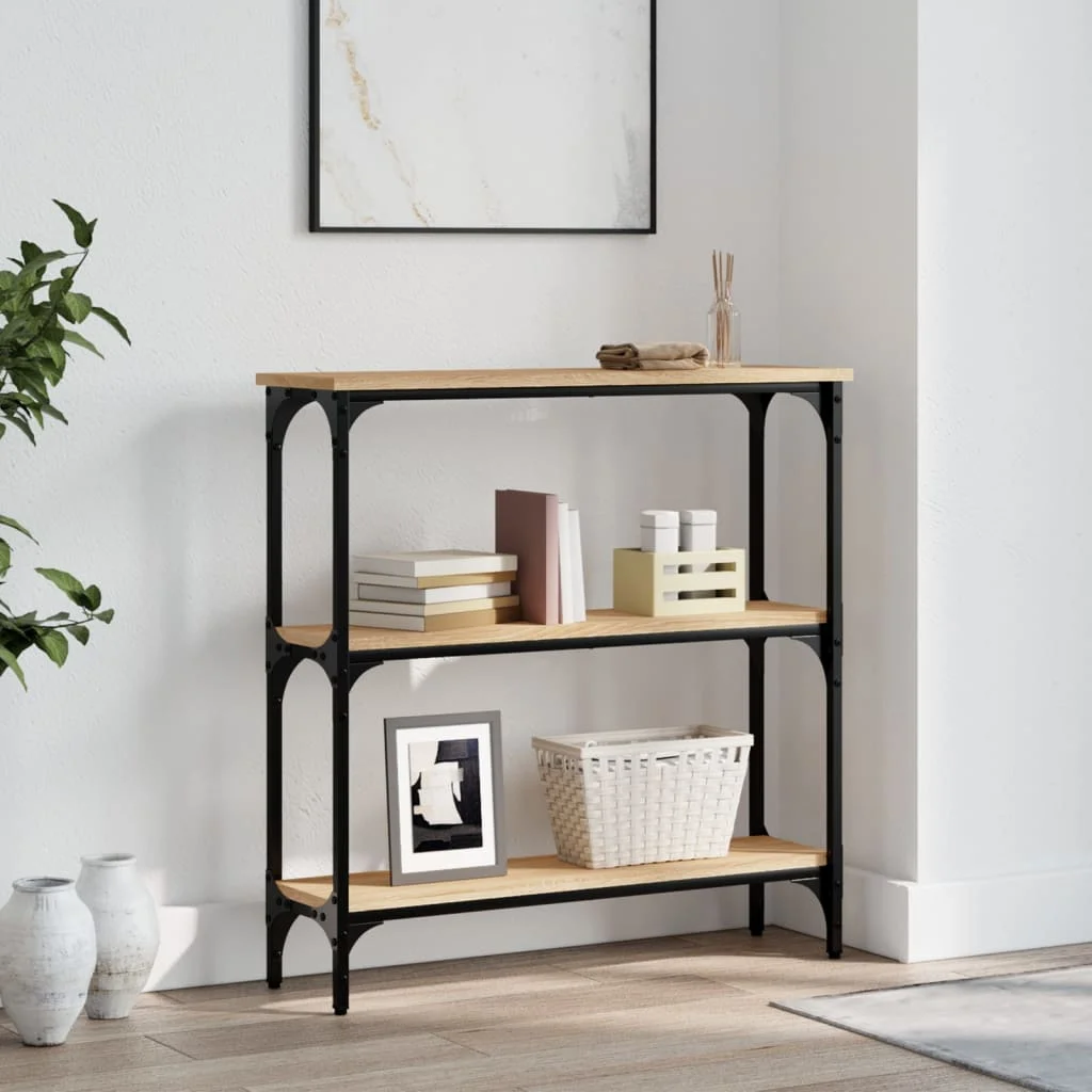 Konsolentisch aus Sonoma-Eiche, 75 x 22,5 x 75 cm, Sperrholz, Wohnzimmer-Dekoration