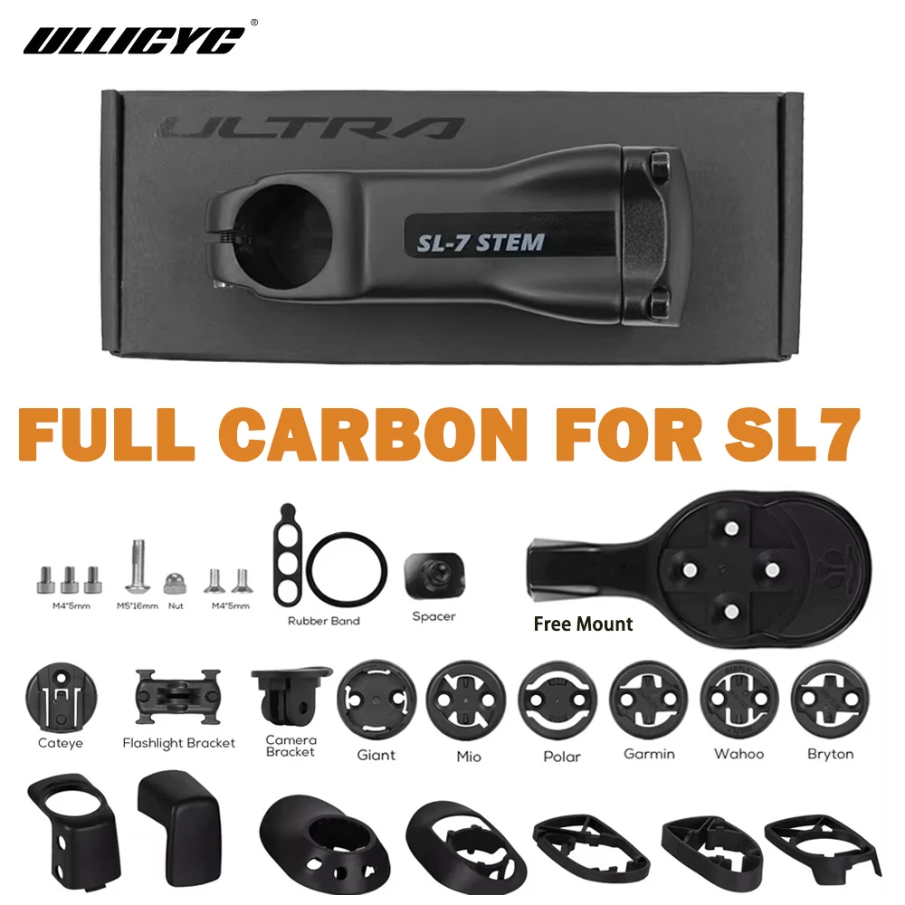 ULLICY Für SL7 Vollcarbon-Vorbau, ultraleicht, 140 g, Fahrradvorbau, Aero, integrierte interne Verkabelung, verstecktes Cockpit, 70 mm–130 mm Image