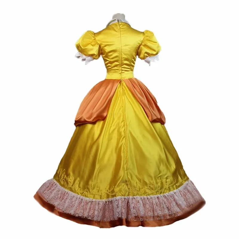 Prinzessin Daisy Peach Sister Kleid Cosplay Kostüm gelb und rosa für Erwachsene Frauen Halloween Kostüm Kleid