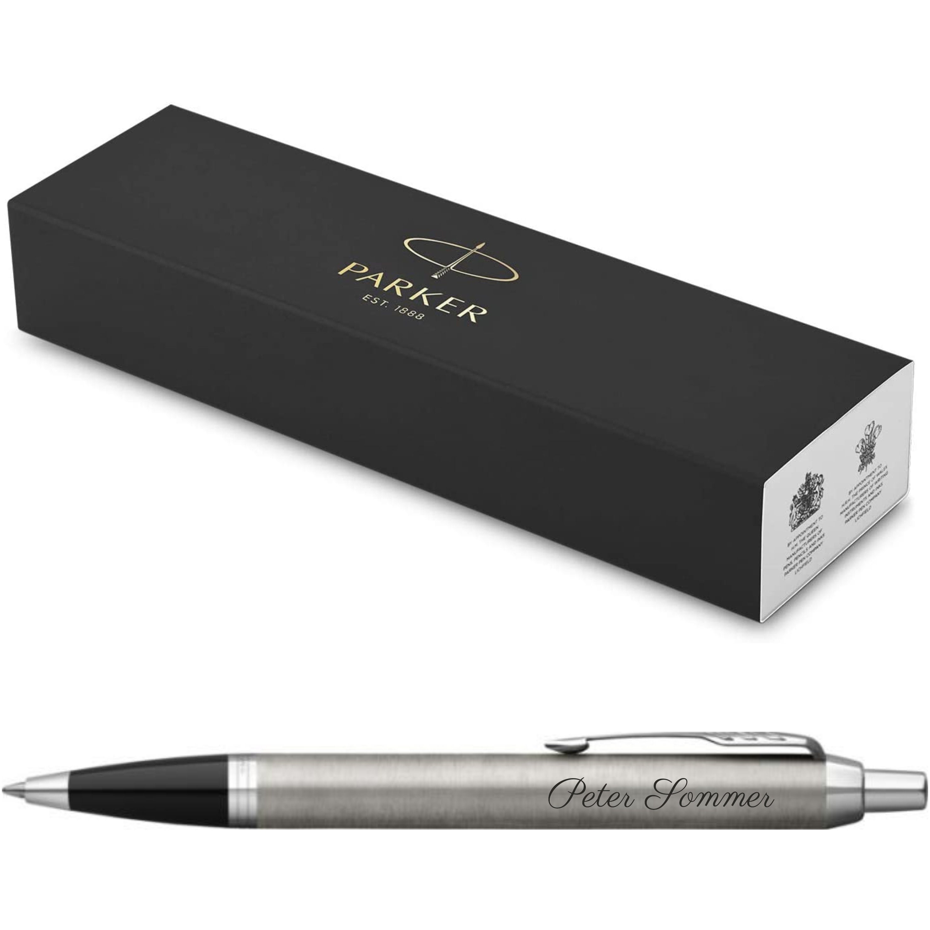Penna a sfera Parker IM Core in metallo spazzolato C.C. con incisione inciso 2143631 regalo per uomo donna compleanno personalizzato