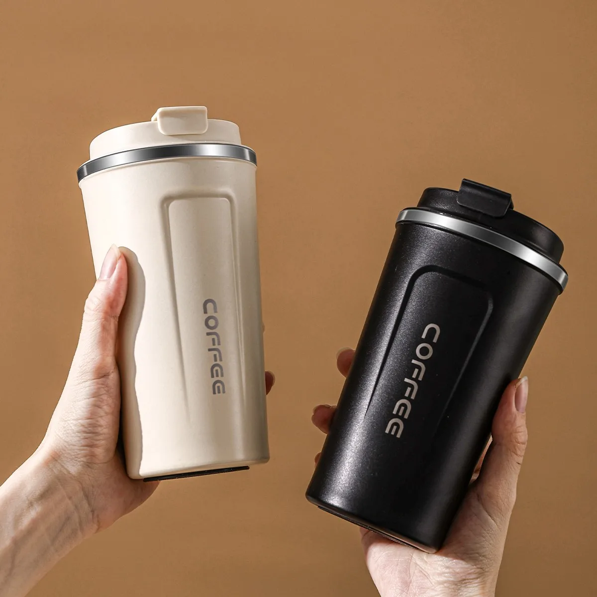510 ml Thermosbecher aus 304 Edelstahl, doppelwandig isoliert, Kaffeebecher, tragbar, versiegelter Trinkbecher für Studenten und Erwachsene Image