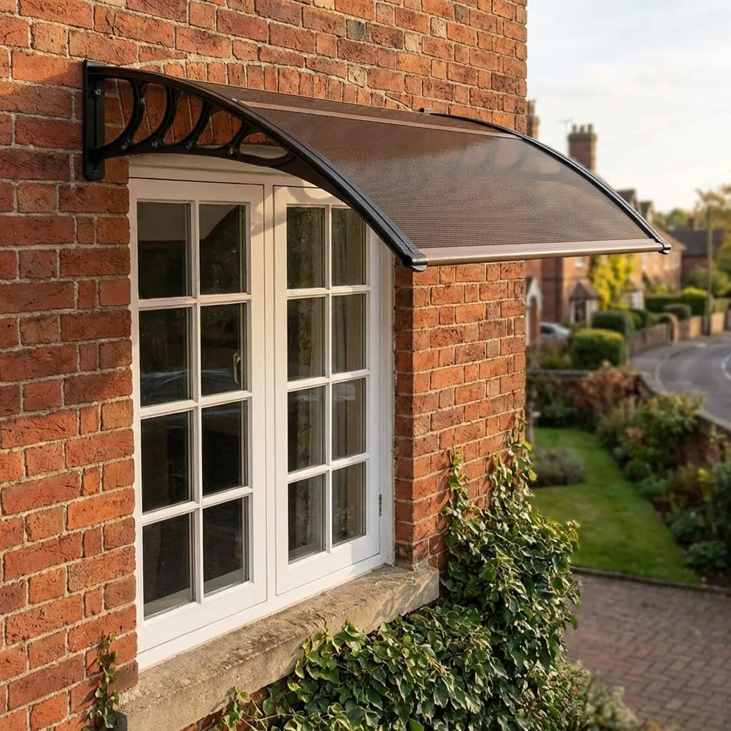 80x120cm Außen-Türvordach Polycarbonat-Fenstermarkise Regenschutz UV-Schutz Haustür-Dachabdeckung Veranda-Markise