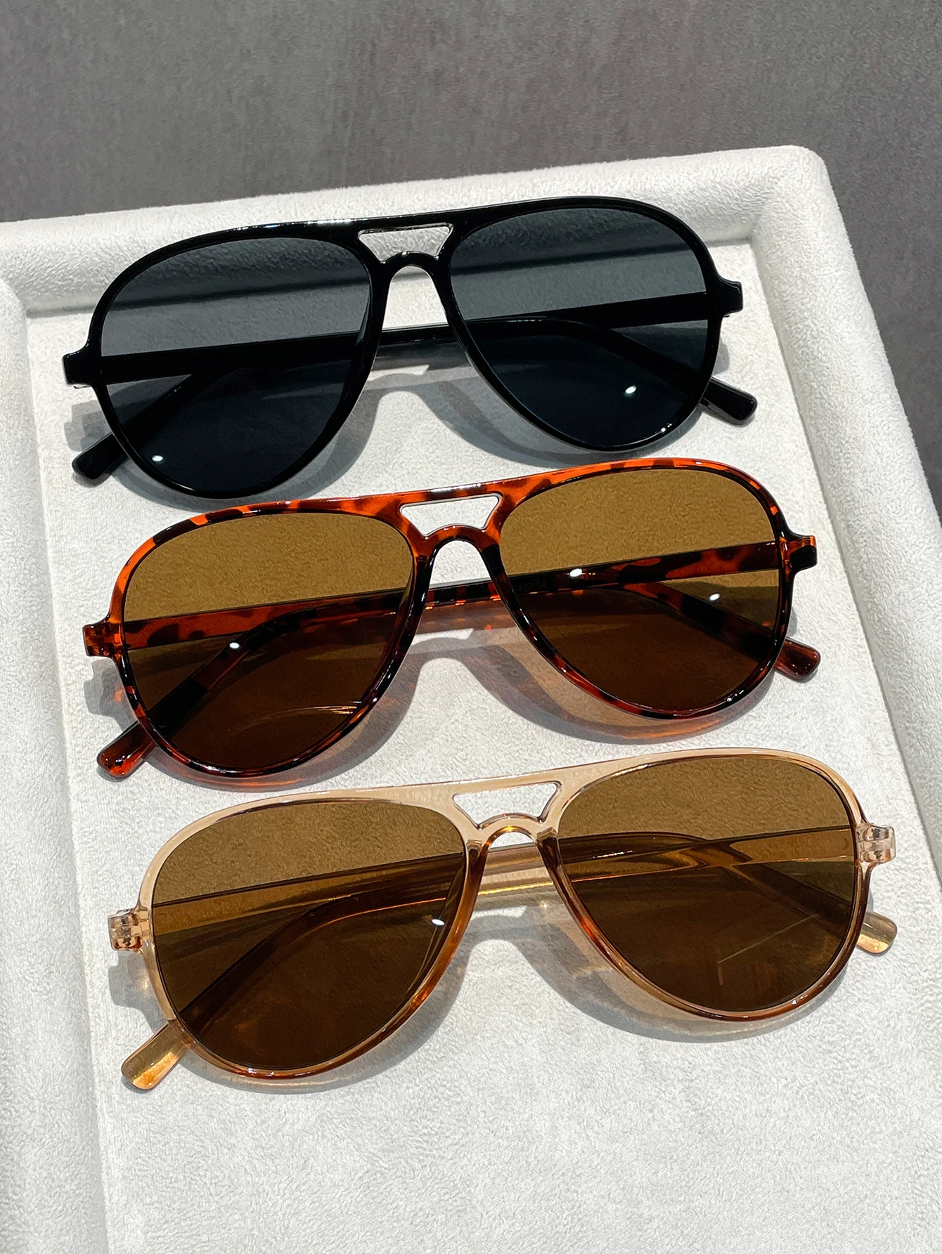 3er-Set Klassische Piloten-Sonnenbrillen mit Doppelbrücke – Modisch, Vielseitig, Trendiger Stil für Outdoor, Freizeit und Party Image