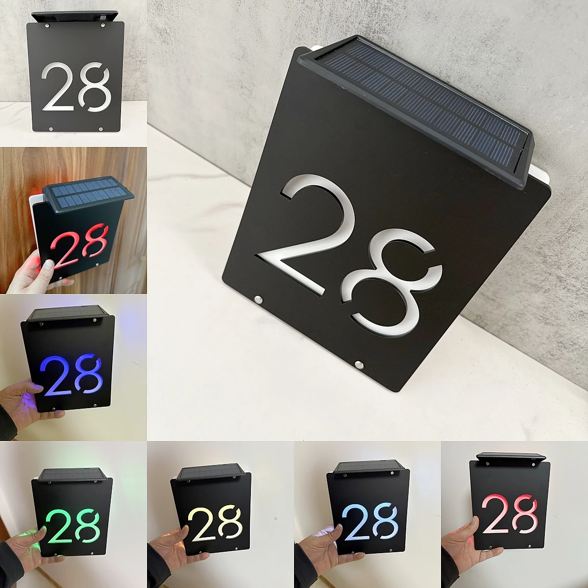 Personalisierte Hausnummer für Außenbereich, Solarbetriebenes 3D-Acryl-Familienschild, LED-Hausnummernschild für den Außenbereich