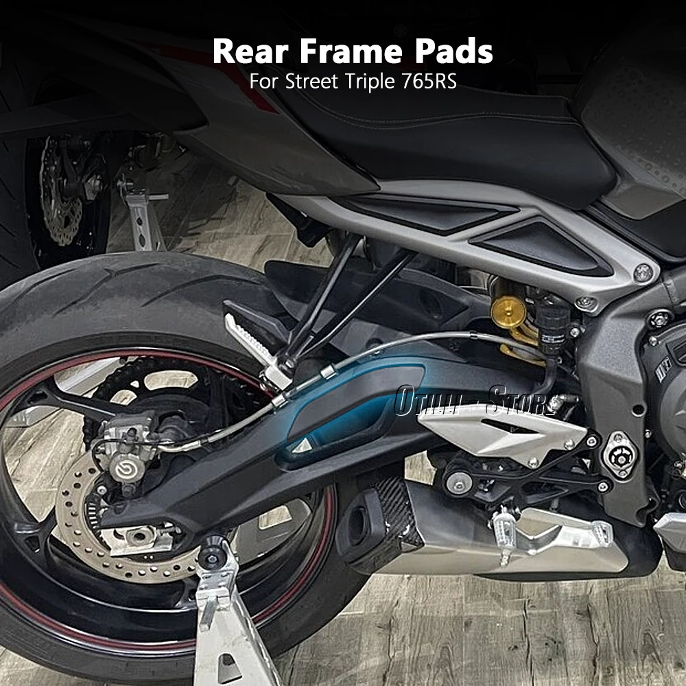 Neue Motorrad Zubehör Seite Hinten Rahmen Pads Rand Kratzen Streifen Schutz Aufkleber Für STREET TRIPLE 765 RS Für Street Triple 765RS Image