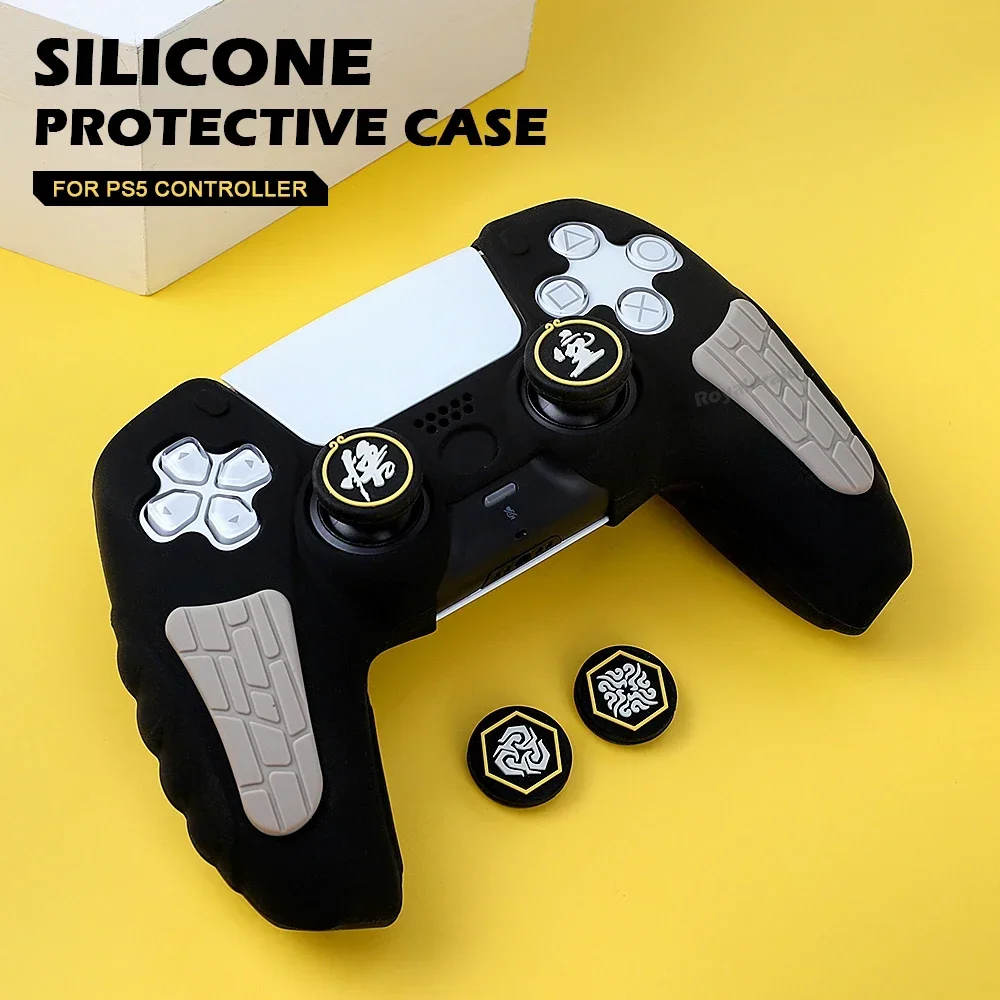 Rutschfeste Silikon-Schutzhülle für PS5-Gamepad-Controller, Daumenstick-Griffkappe, Stoßfängerabdeckung mit Touchpad-Aufkleber Image