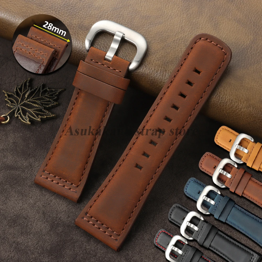 Rindsleder-Uhrenarmband 28 mm für Seven Friday P1/P2/S2/M2/Q2/03 Uhrenarmband, Ersatz für Business-Uhrenarmbänder aus weichem braunem und schwarzem Leder Image