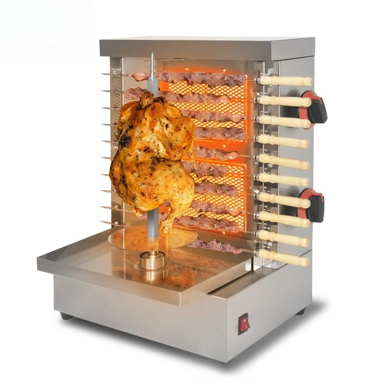 Barbecue-Grill Kommerzieller Gas-Doppelkopf-Grill, elektrischer rotierender Doppelkopf-Grill für den Desktop Image