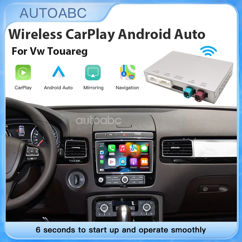 CarPlay Wireless Android Auto für VW Touareg, 8-Zoll-Display, Spiegel, Auto-Streaming, AirPlay-Limitierung, RNS850, 2010-2018 Image