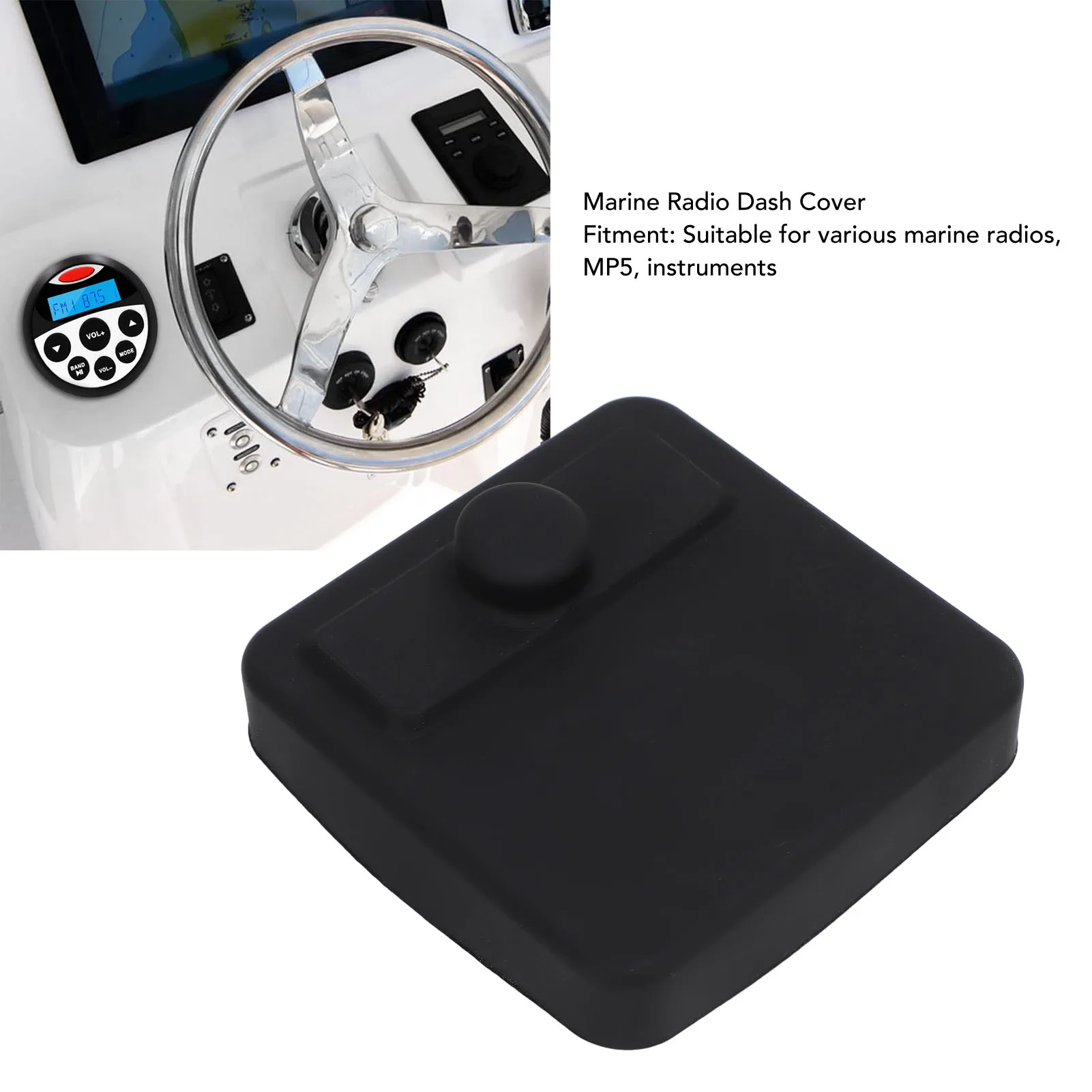 Marine-Radioabdeckung 110 x 110 mm, wasserdicht, UV-beständig, Boot-Armaturenbrett-Radioschutzschild für Boot-Radio, MP5-Instrument Image