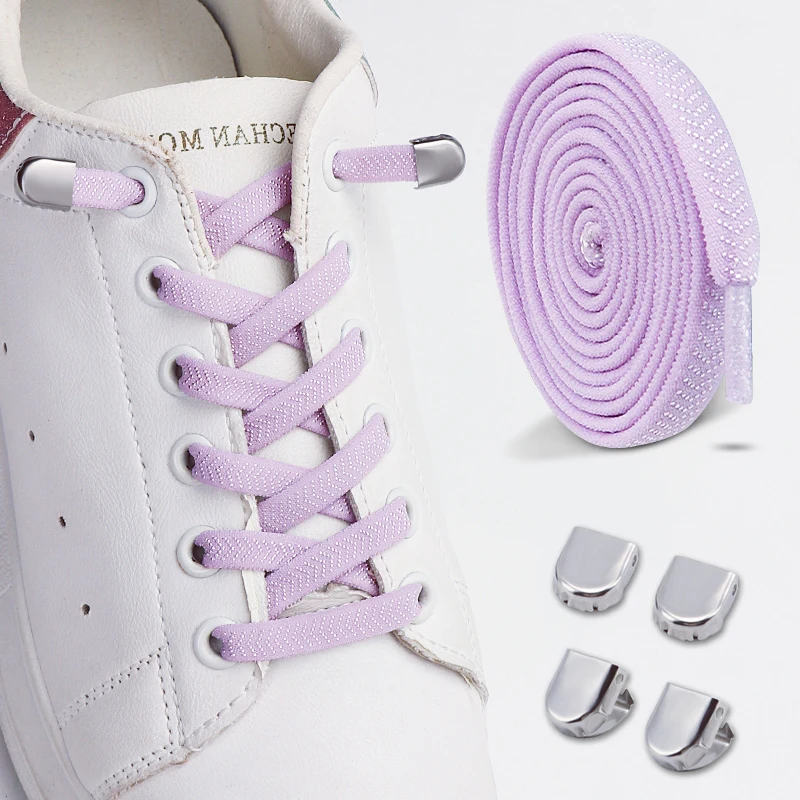 Elastische Schnürsenkel ohne Binden für Sneaker, für Kinder und Erwachsene, Gummibänder, Schnürsenkel ohne Knoten für Sneaker, 1 Paar/2 Paar Image