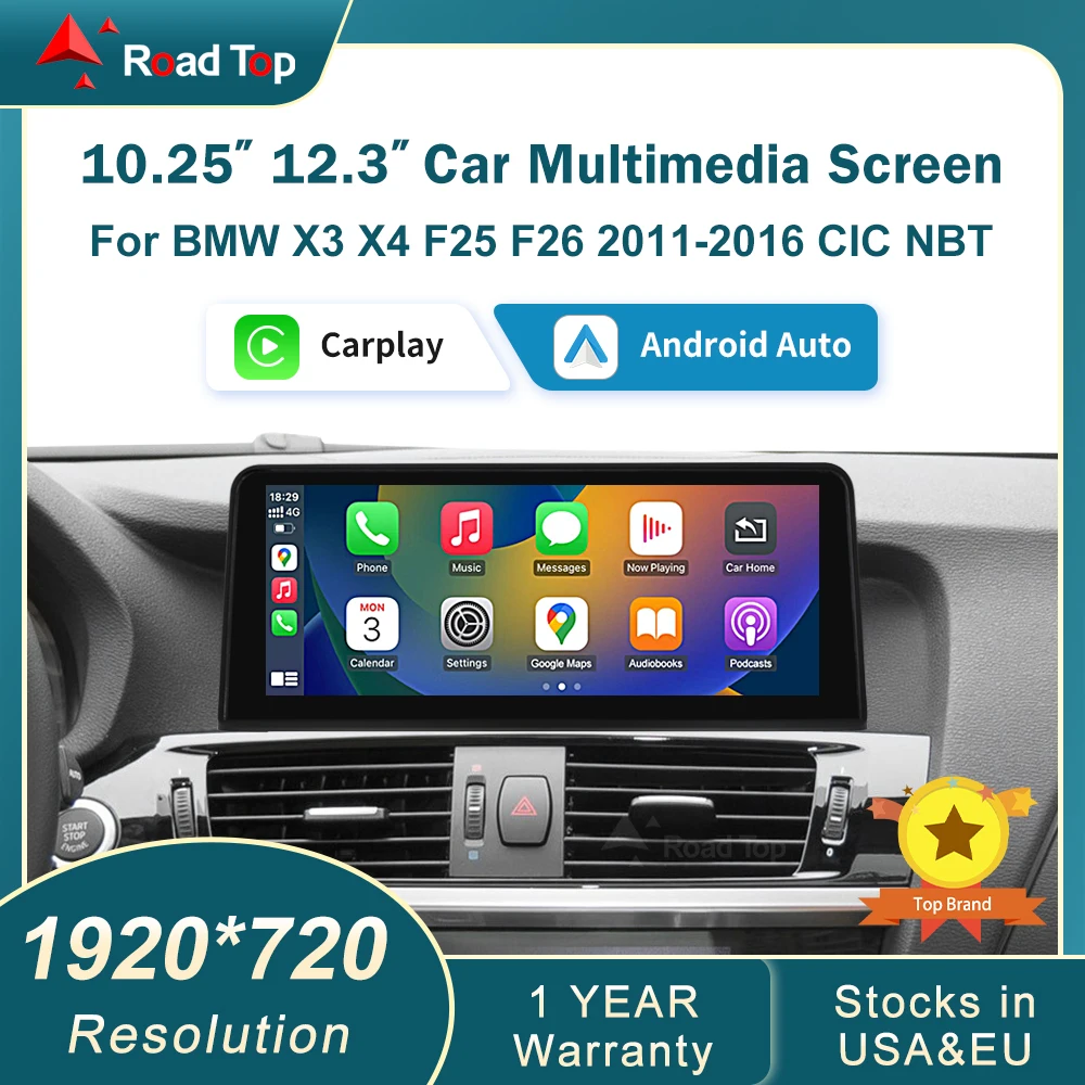 DE RoadTop 12.3 Wireless Carplay Multimedia Linux Ultra-dünner Touchscreen für BMW X3 F25 X4 F26 2011-2016 CIC NBT Android Auto Image