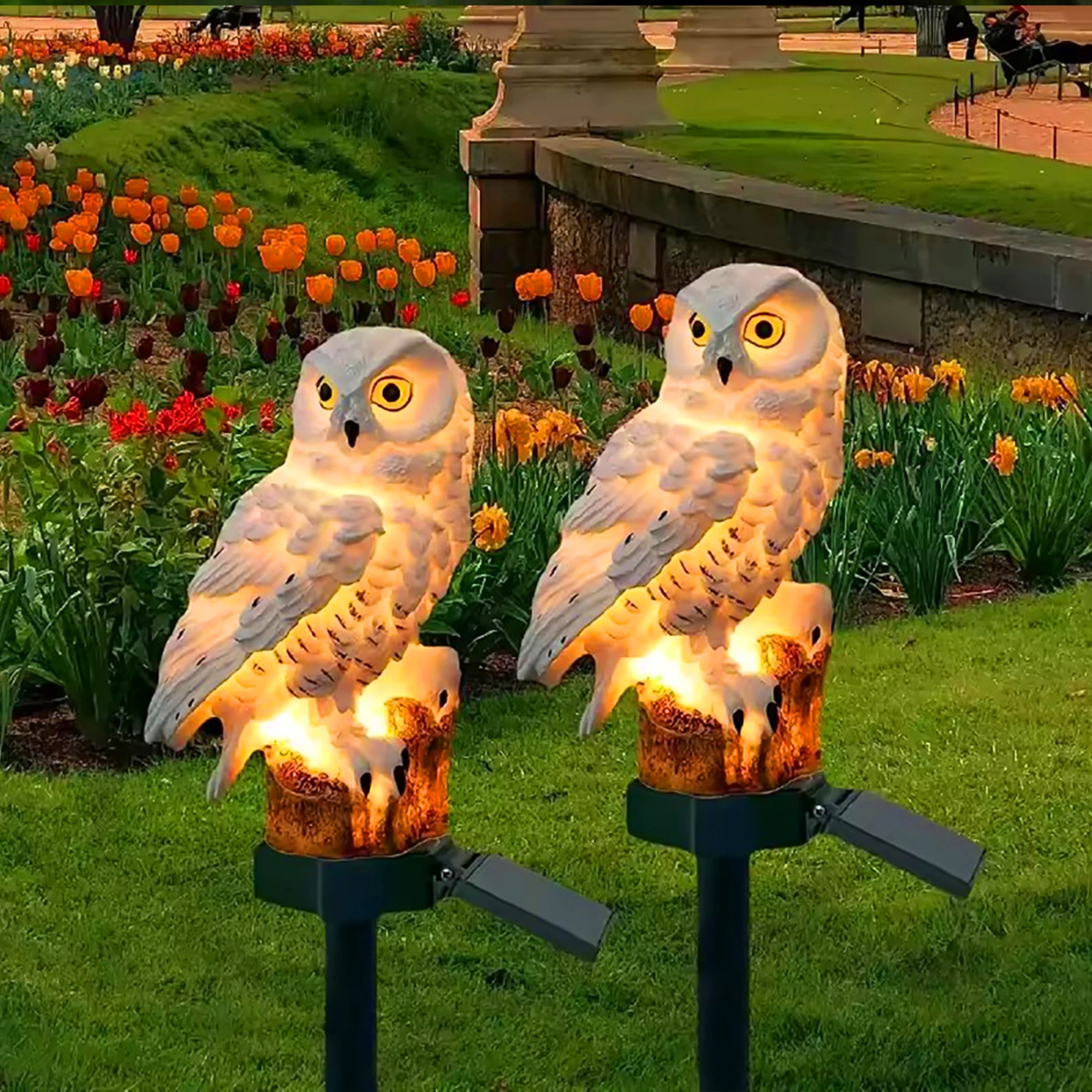 1/2 stücke Outdoor LED Eule Rasen Lampen Solar Garten Stake Licht Plug-in Hof Boden Solar Energie Landschaft dekoration