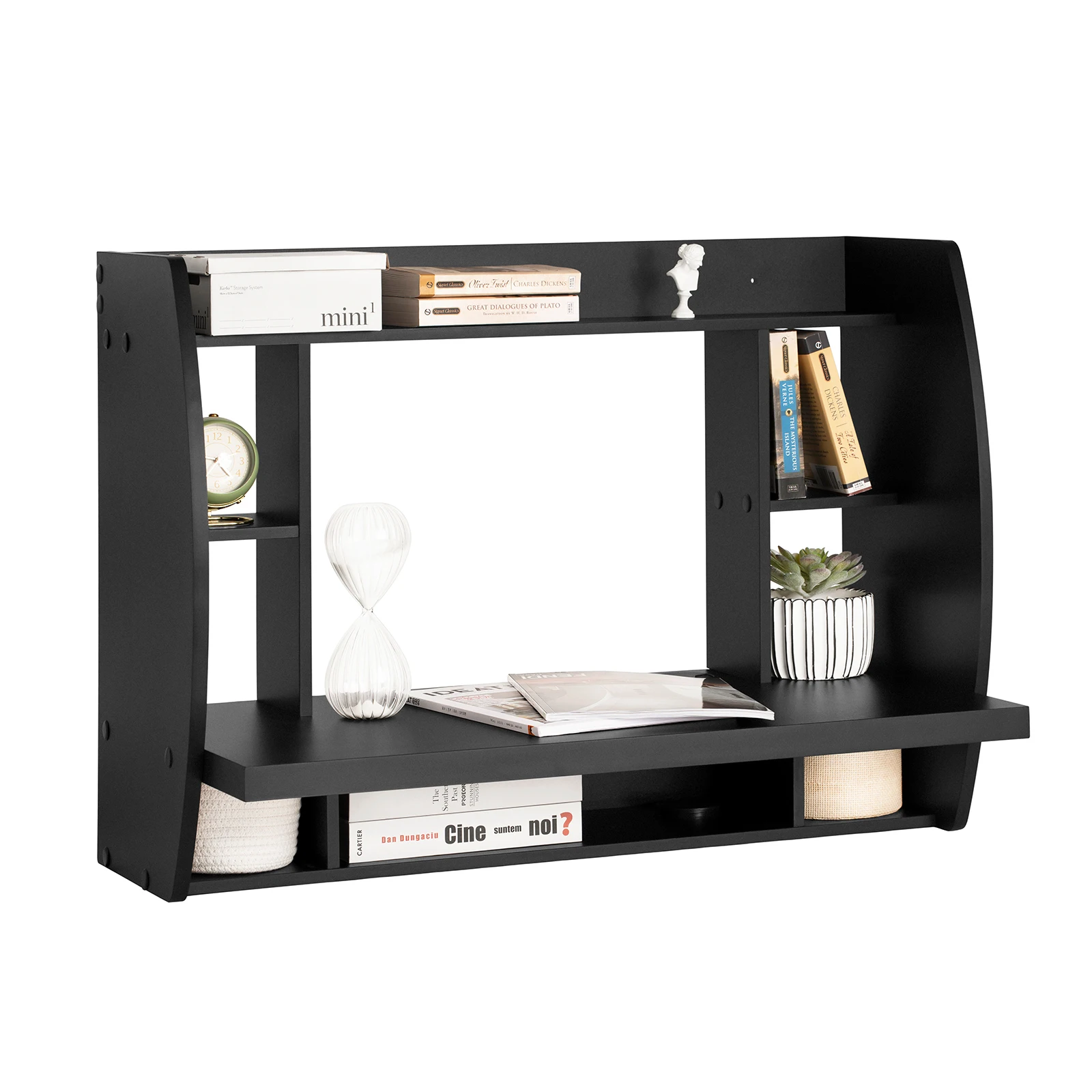 SoBuy FWT18 Wandtisch in schwarz, Wandschrank Schreibtisch Computertisch Kinderschreibtisch, BHT ca:82x60x39cm