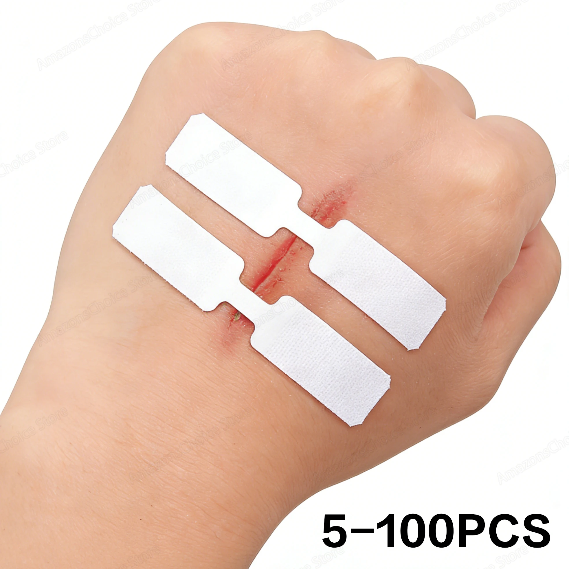 5–100 Stück Verbandstreifen mit Schmetterlingsverschluss – selbstklebende Streifenverbandstreifen zum Schließen von Hautwunden mit Antihaft-Pad Image