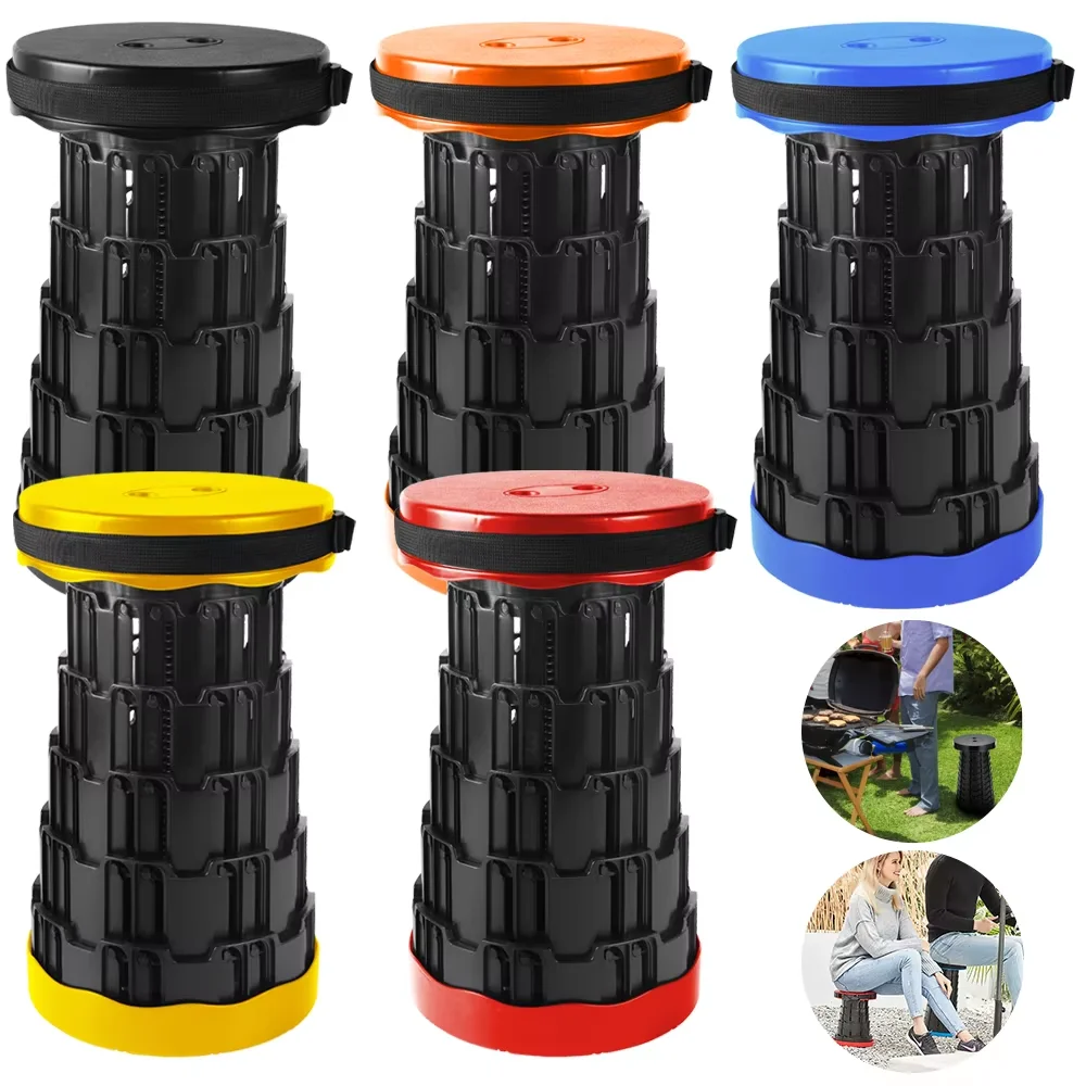 2 Stück runder Hocker, ausziehbarer Hocker, tragbare Gartenmöbel, Lounge-Klapphocker für Camping, Angeln, Reisen