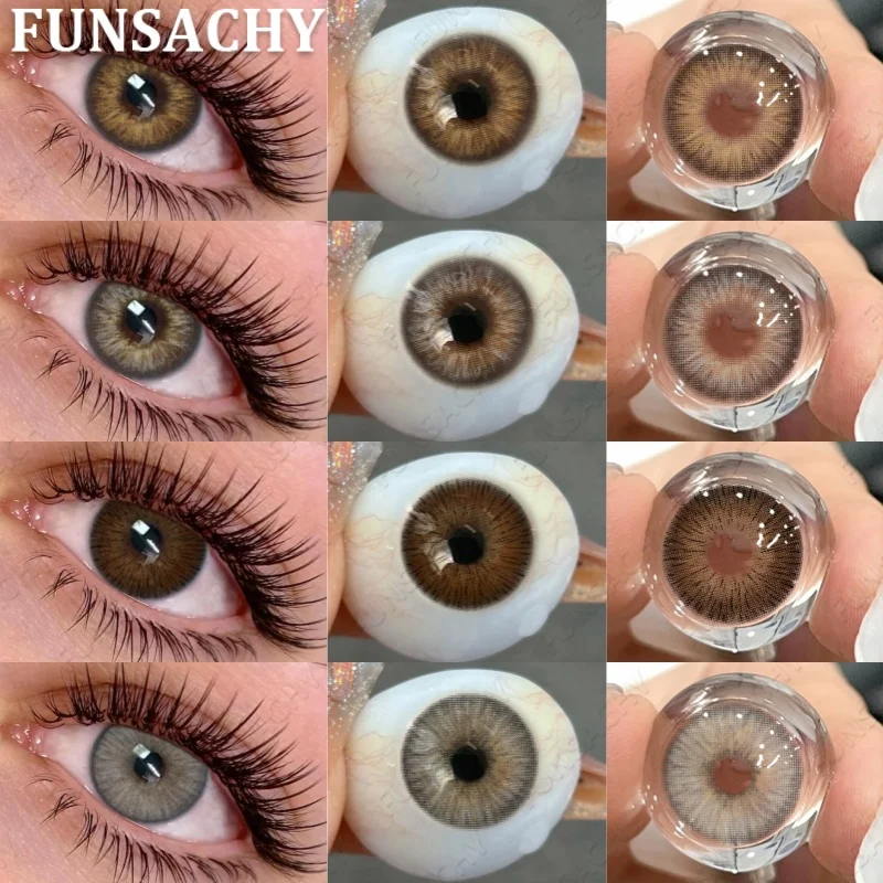 FUNSACHY 1 Paar braune Farbkontaktlinsen für Augen, große Augen, natürliche Linsen, schöne Pupillen, Kosmetik, graue Linsenfarbe für Frauen Image
