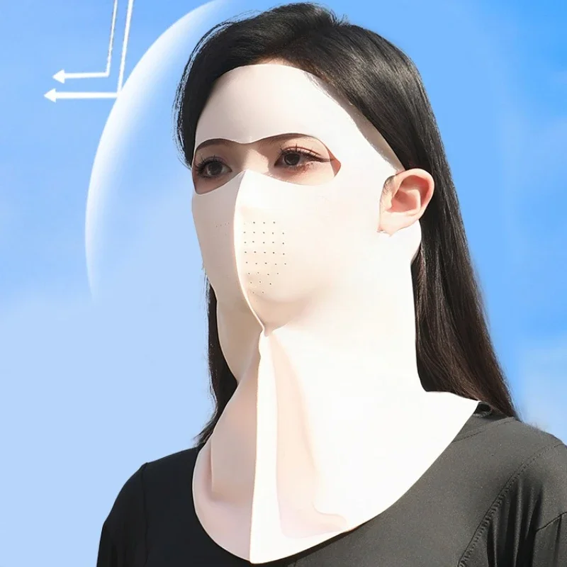 1 Stück UPF500+ Eisseide Vollgesichts-Sonnenschutzmaske für Frauen, Atmungsaktiver Anti-UV-Sonnenschutz für Outdoor-Radfahren, Facekini & Nackenschutz Image
