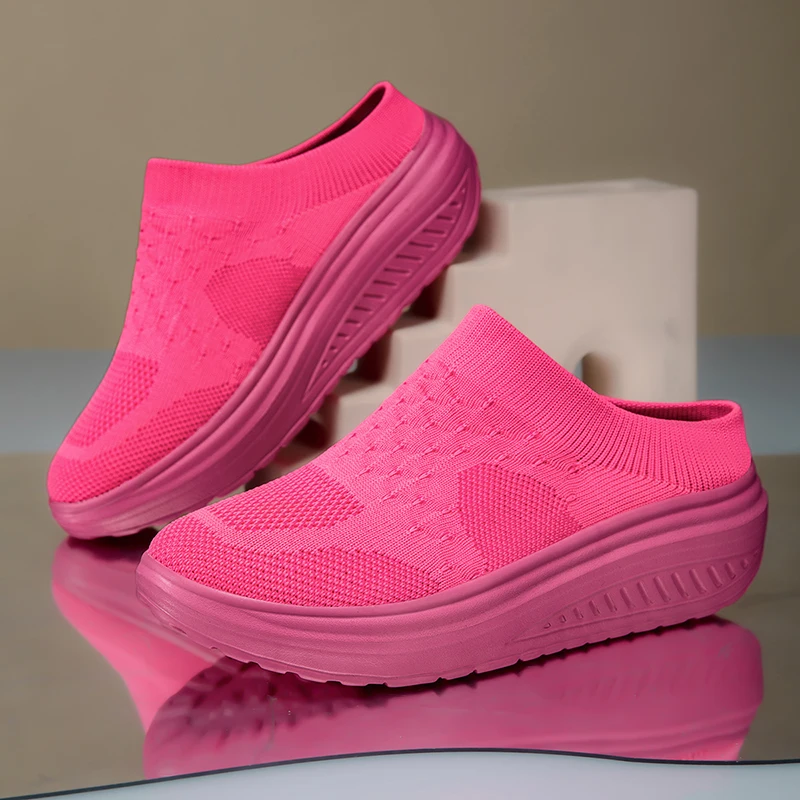 Übergrößen-Damenloafer Modische Freizeitschuhe Atmungsaktive Mesh-Sneaker mit Dicker Sohle Halbschuhe Bequeme Damenschuhe