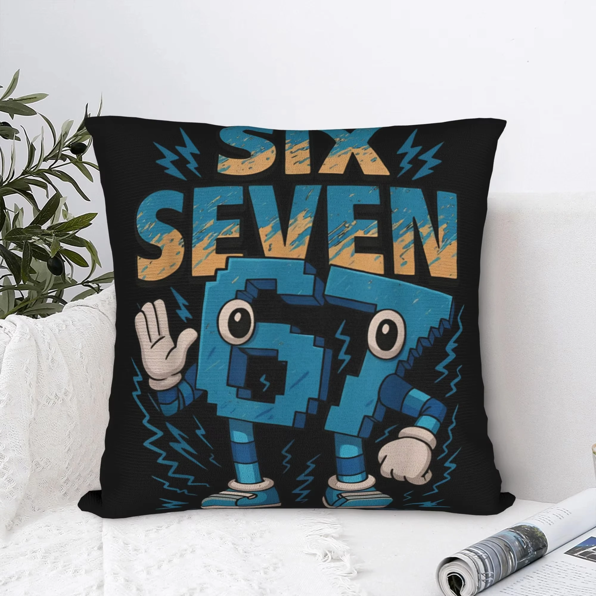 Lustige 67 Six Seven 6-7 Kissenbezüge, dekorativ, für Zuhause, doppelseitiger Druck, quadratisches Kissen, Wohnzimmer-Dekoration, Kissenbezug, Geschenk Image