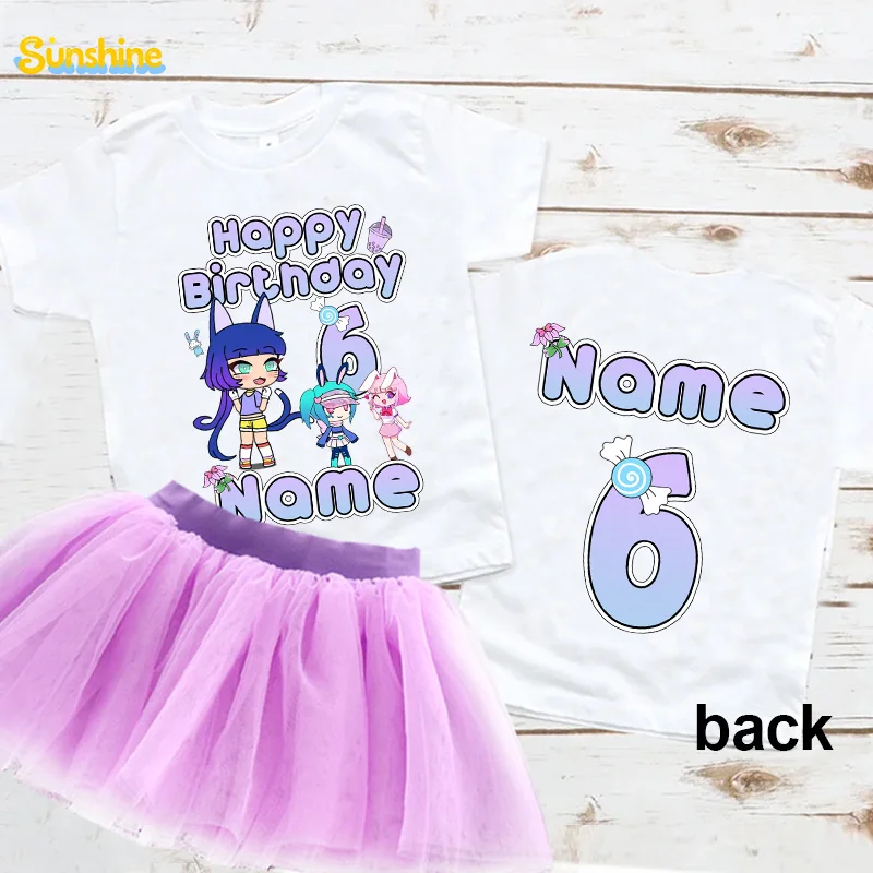 Camicia tutu per ragazza di compleanno Maglietta per festa per ragazze Nommi Abiti coordinati Completo completo Nome personalizzato Set per festa di compleanno Camicia per ragazze 5°