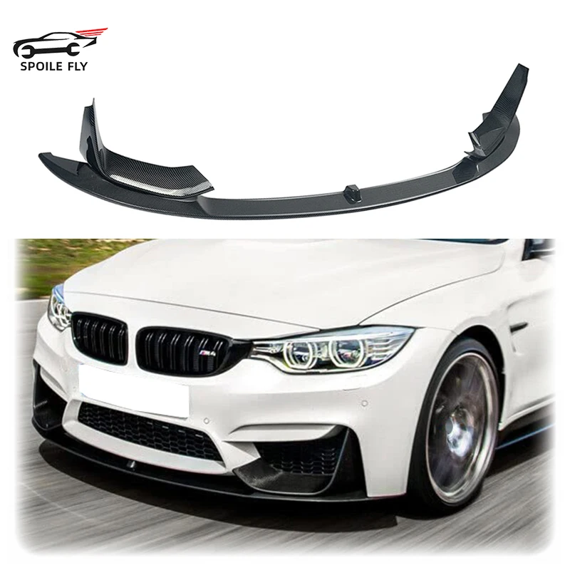 4x ABS di alta qualità per BMW M3 F80 M4 F82 MP Style · 2014-2020 Auto anteriore Bmuper Lip Spoiler Nero lucido o effetto fibra di carbonio