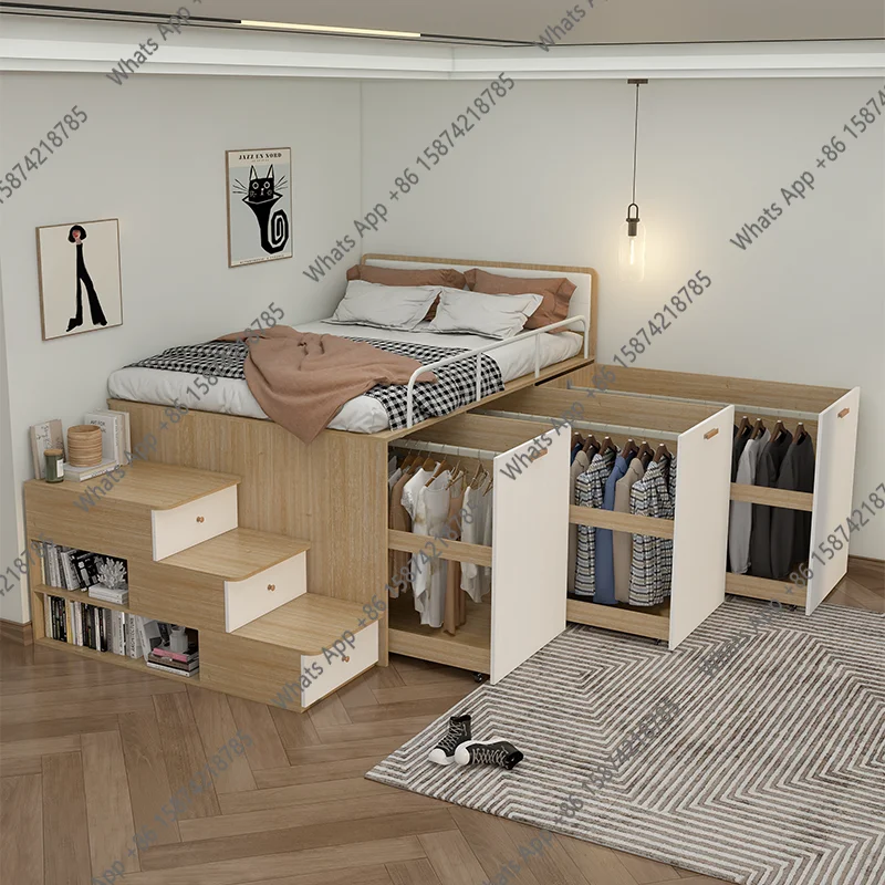 Eine anpassbare kleine Wohnung, halbhohe Kinderbettkombination, integrierter Tatami-Bettgarderobe Image