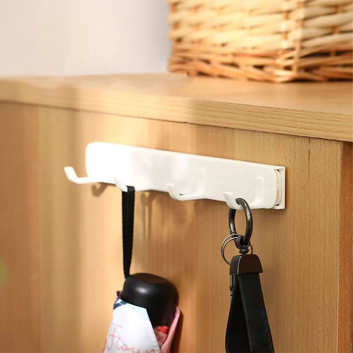 1 Stück nicht stanzen, ausziehbarer, selbstklebender weißer Küchen-Aufbewahrungshaken, ausziehbarer Kleiderhaken für Badezimmer, starker Haken