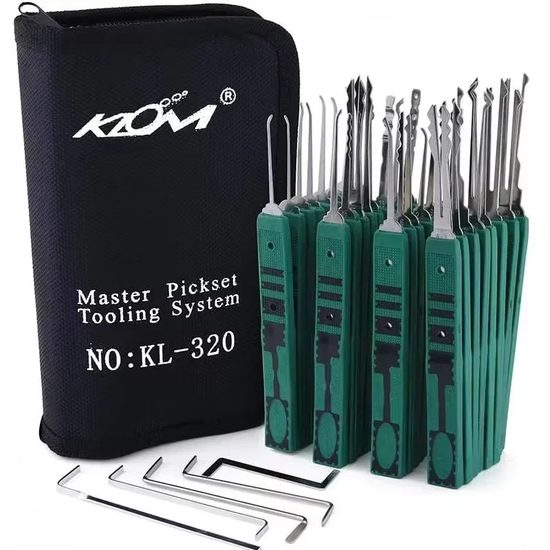 Grüner KLOM320 KLOM-320 Griff 32 Einzelhaken Zivile Schlösser Grün Vielseitig Einsetzbare Schlosserwerkzeuge Lederverpackung Image
