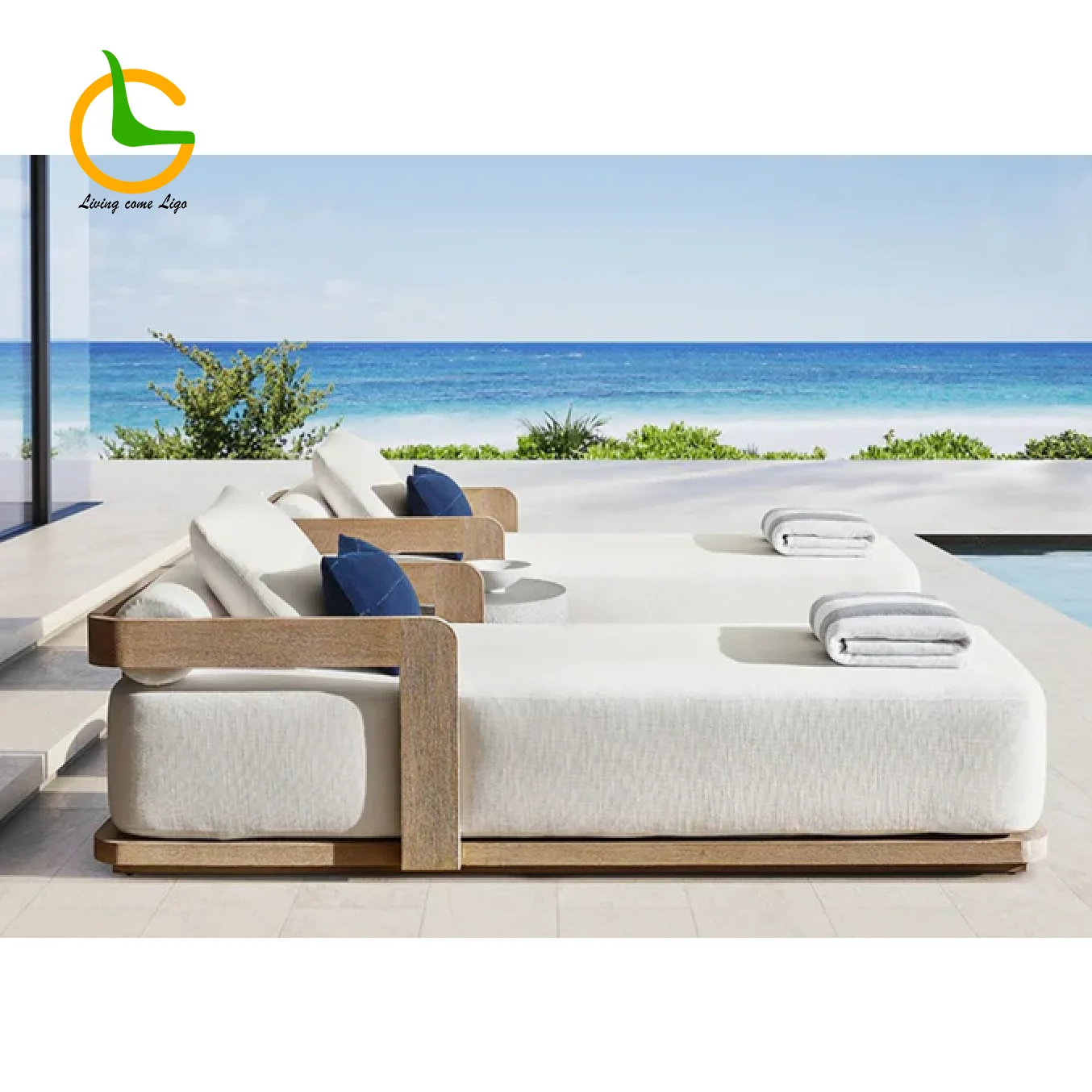 Teak Sonnenliegen Terrassenmöbel-Set Liegestühle Outdoor-Liegestühle Teak Moderne Sonnenliegen Schwimmbad Strand