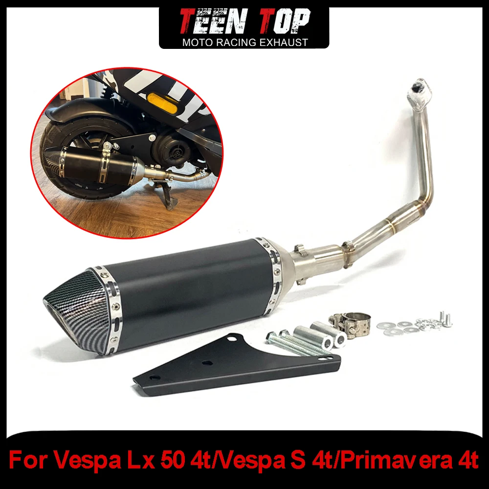 Für Vespa Lx 50 4t Piaggio Zip 2000 4t 2 Ventile Komplette Auspuffanlage Motorrad Auspuff Schalldämpfer Vorderes Verbindungsrohr 50CC Escape Image