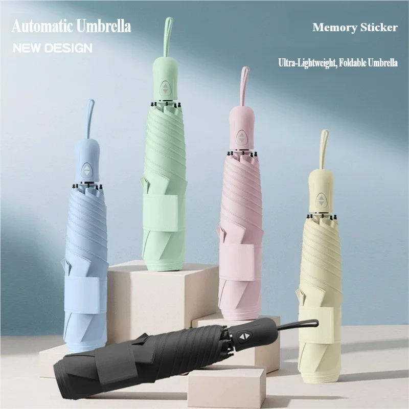 Hochwertiger, ultraleichter automatischer Regenschirm, Patch-Regenschirm, Unisex-Sonnenschirm, nicht faltbar, UV-Schutz, Sonnen- und Regenschirm Image