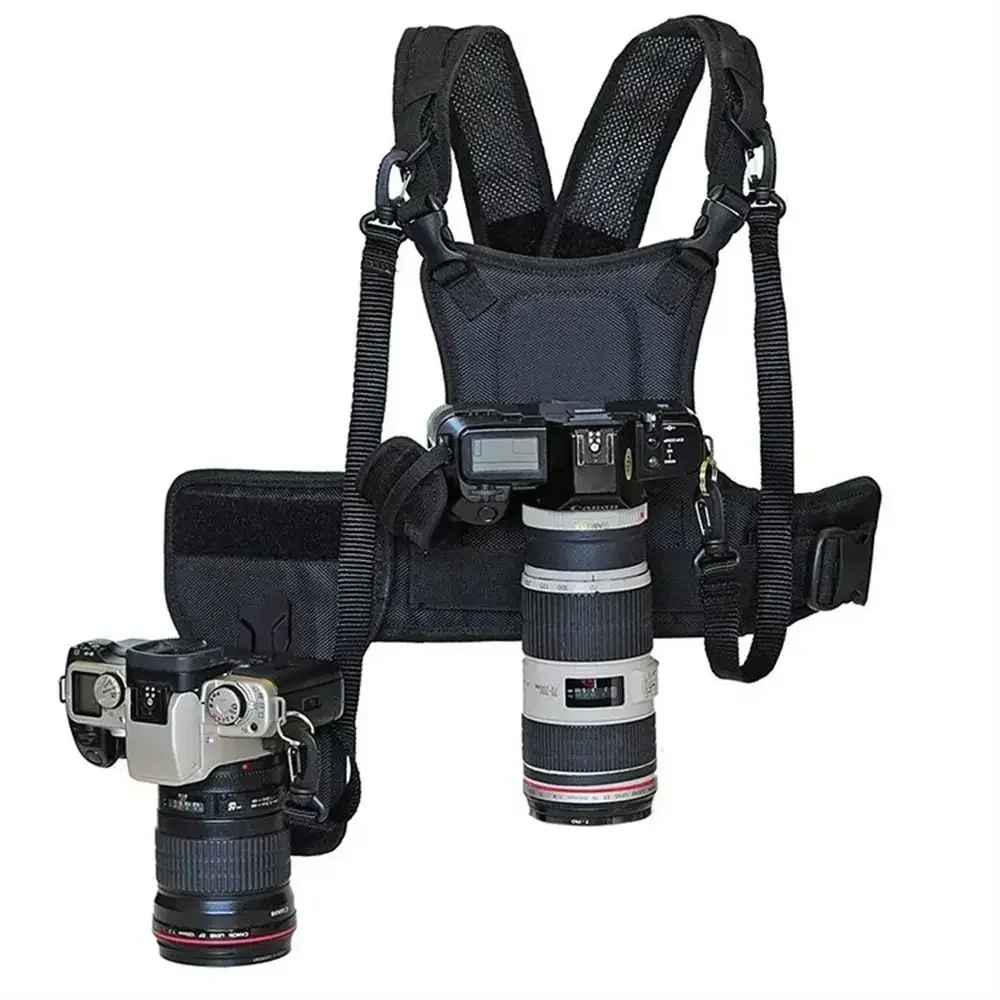 Carrier II Multi Dual 2 Kamera-Tragesystem Brustgurt-Weste Schnellverschluss mit Seitenholster für Canon Sony Pentax DSLR Image