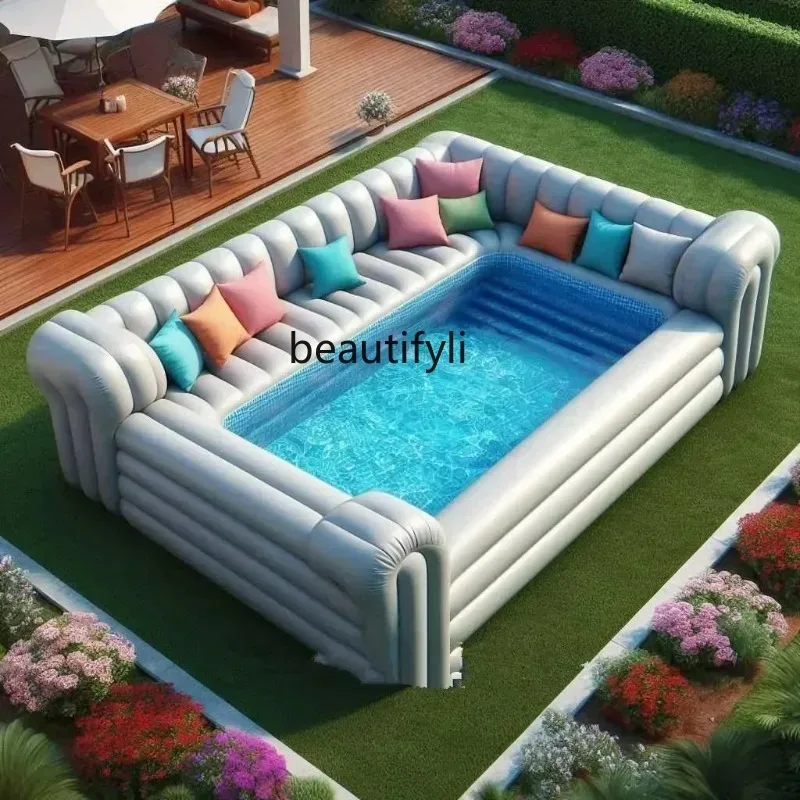 D2520 Großes aufblasbares Sofa, aufblasbares Schwimmbad für Outdoor- und Indoor-Entspannung, wasserabweisendes, langlebiges Design Image