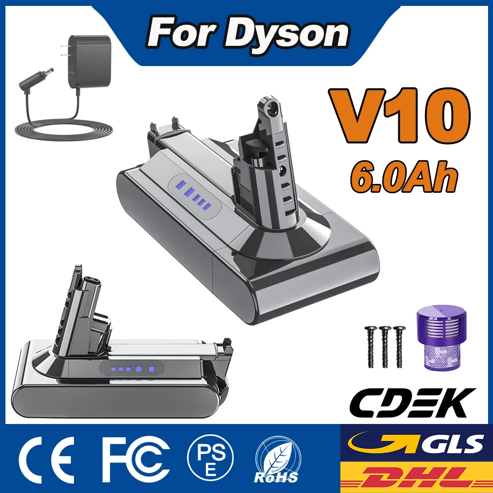 Powtree 6,0 Ah/8,0 Ah Akku für Dyson V10 Absolute Animal V10 SV27 Total Clean Staubsauger 25,2 V für DYSON SV12 V10 Akku Image