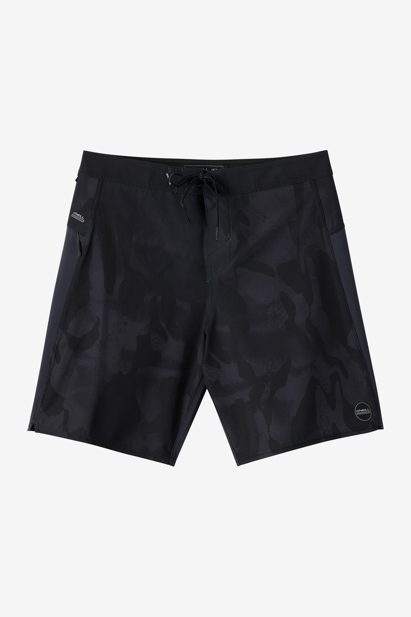 O'Neill Men's Hyperfreak Trvlr Tech Enduro 19"" Board Shorts in Black, Size 29, Elastane/Nylon/Polyamide