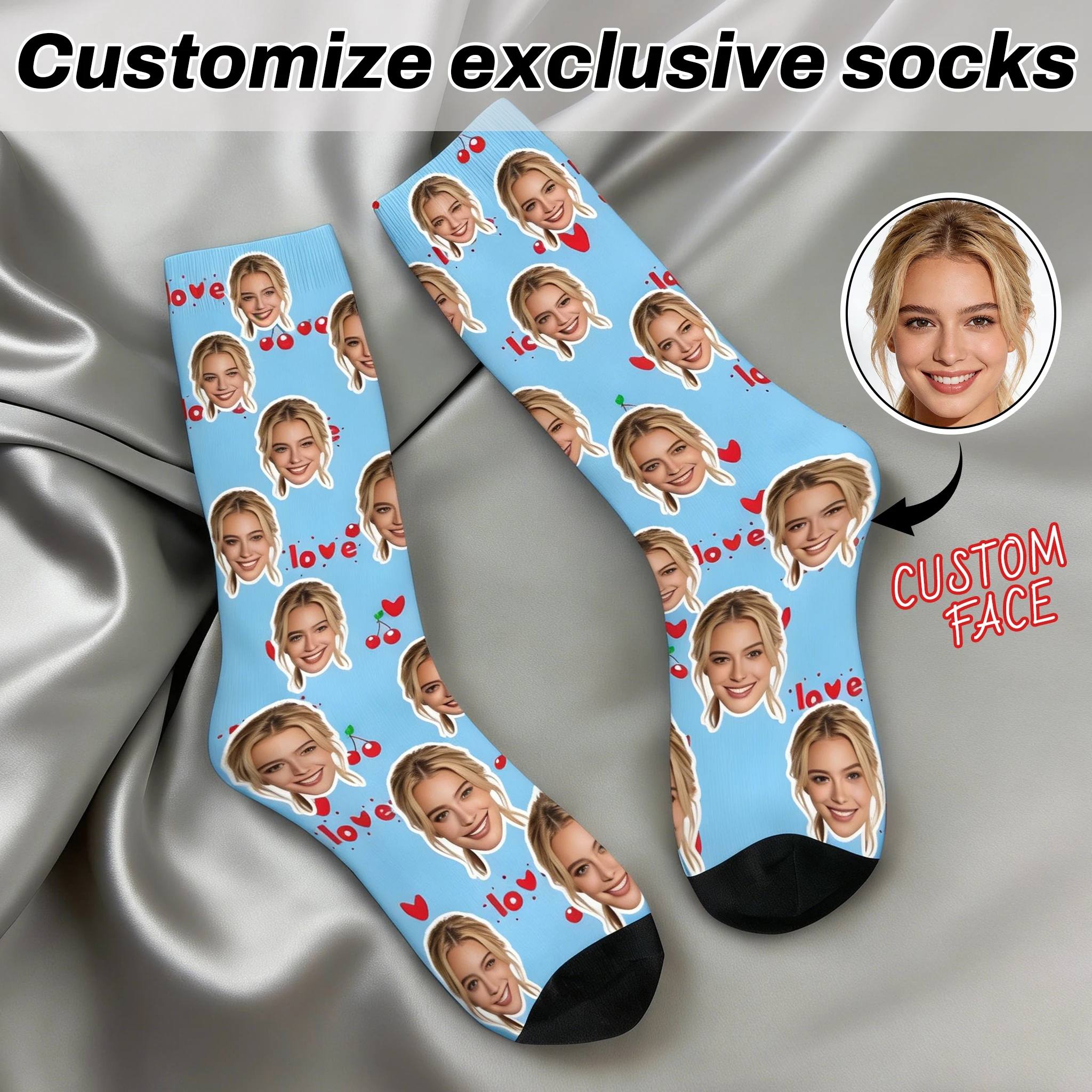 Benutzerdefinierte Avatar-Socken für Männer und Frauen, individuelle Foto-Socken, personalisierte Bild-Socken, Foto-Socken, personalisierte Geschenke Image