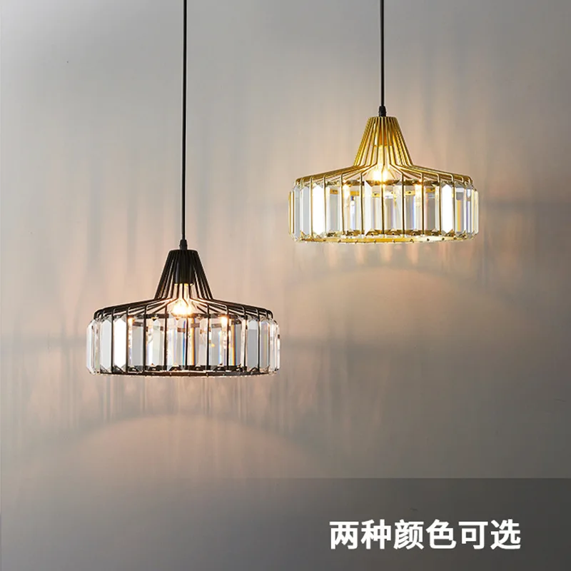 Nordic LED Kristall Anhänger Lampe Für Küche Insel Esszimmer Runde Moderne Eisen Kronleuchter Schwarz Bereich Glas Leuchten