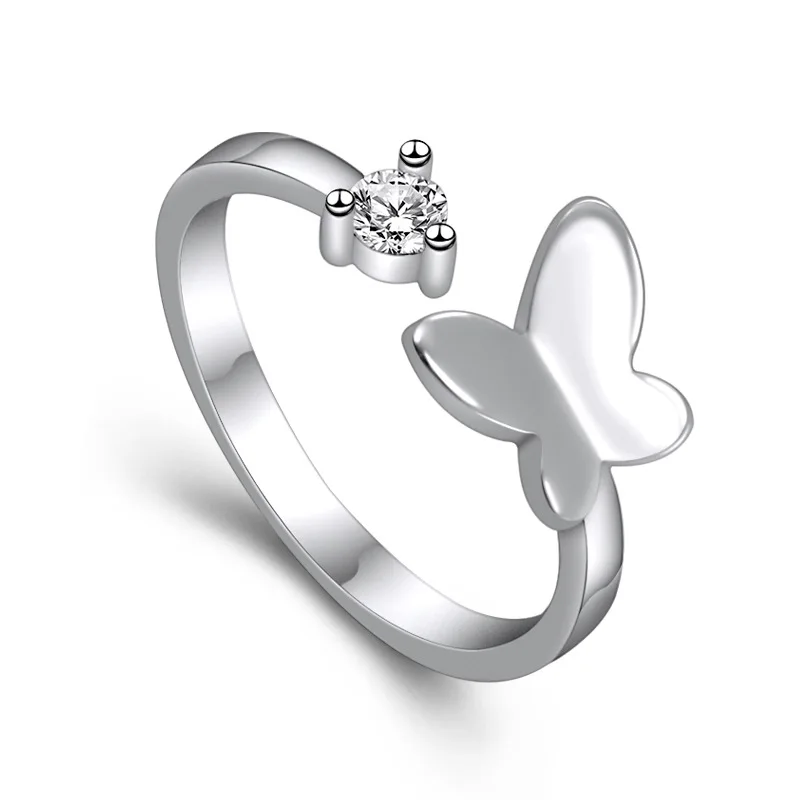 925 Sterling Silber Ring Schmetterling für Frauen Wunderschöner Ring Mode Hochzeit Verlobung Schmuck Glänzender Zirkon Party Damen Geschenke