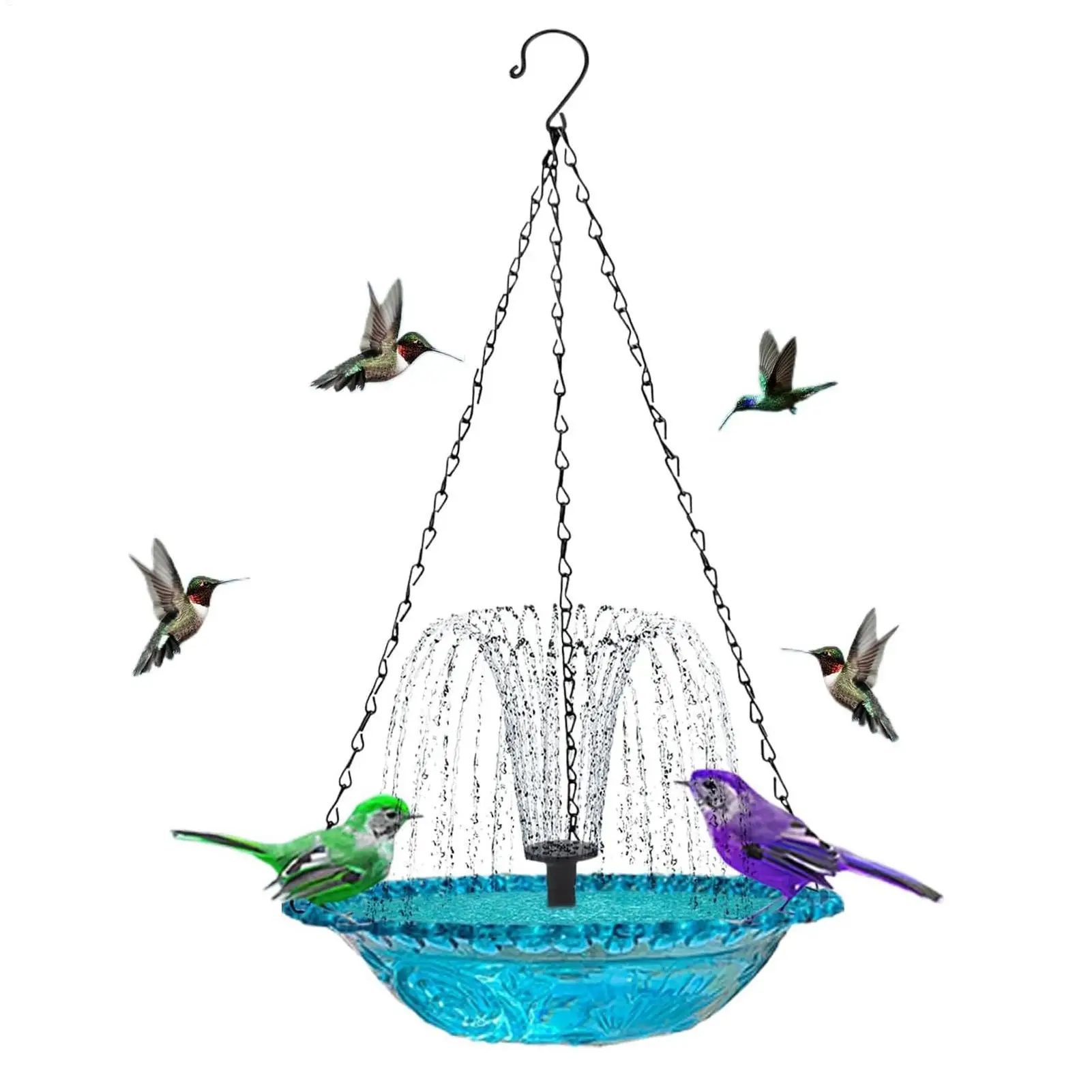 Solar-Vogelbad zum Aufhängen, Duschbecken, Solarbrunnen für Vogelbad mit Wasserpumpe, Vogelbad für den Außenbereich, Terrasse, Garten, Hinterhof