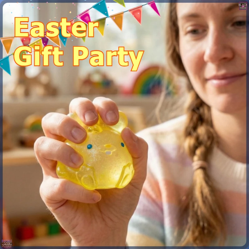 Glitzer-Jelly-Hase NeeDoh Fidget-Spielzeug Weicher Sensorischer Quetsch-Hase Stressabbau-Ball Ostergeschenk Partytüten-Füller Image