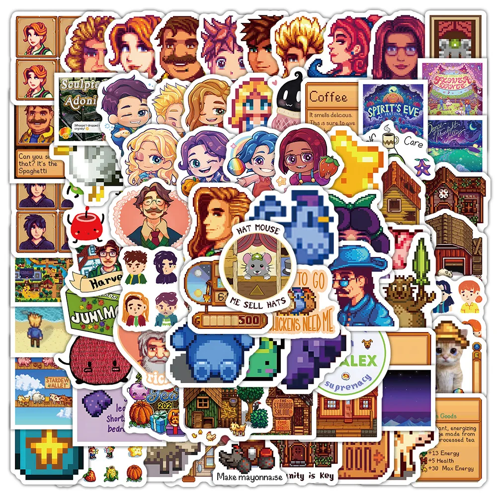 100 Stücke Stardew Valley Graffiti Aufkleber Wasserflasche Laptop Telefon Fahrrad Gepäck Fall Skateboard Kinder Erwachsene Aufkleber Image